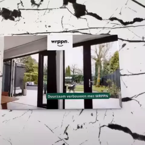WRPPN business card, Sustainable refurbishment with WRPPN, on the marble-look worktop
