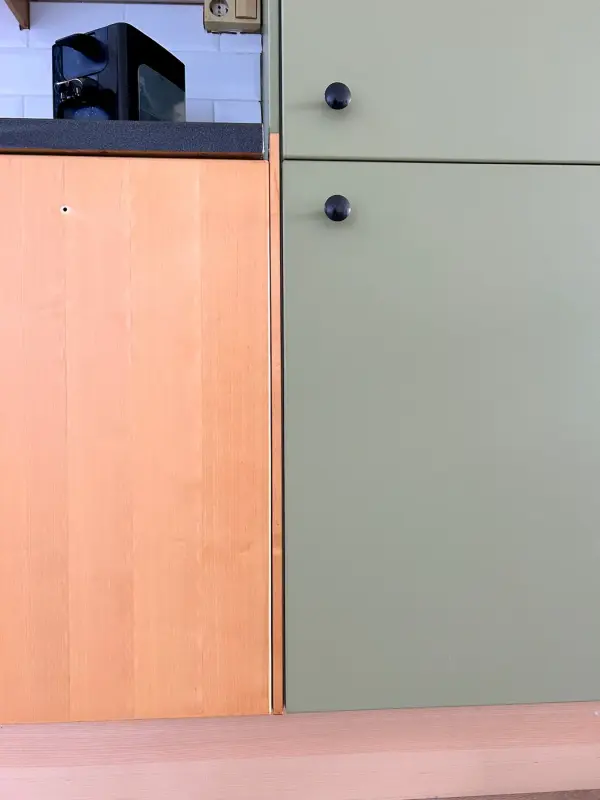 During: wood and green fronts side by side