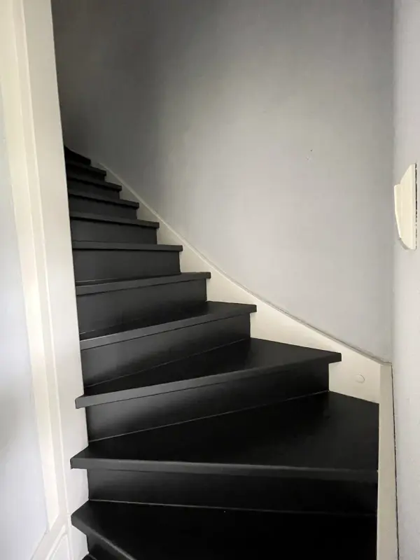 Afterrrow spiral stairs with black treads